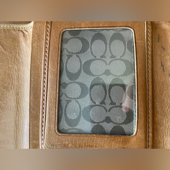 Vintage Coach Tan Genuine Leather Bifold Credit Card Long Wallet Clutch - Picture 6 of 9